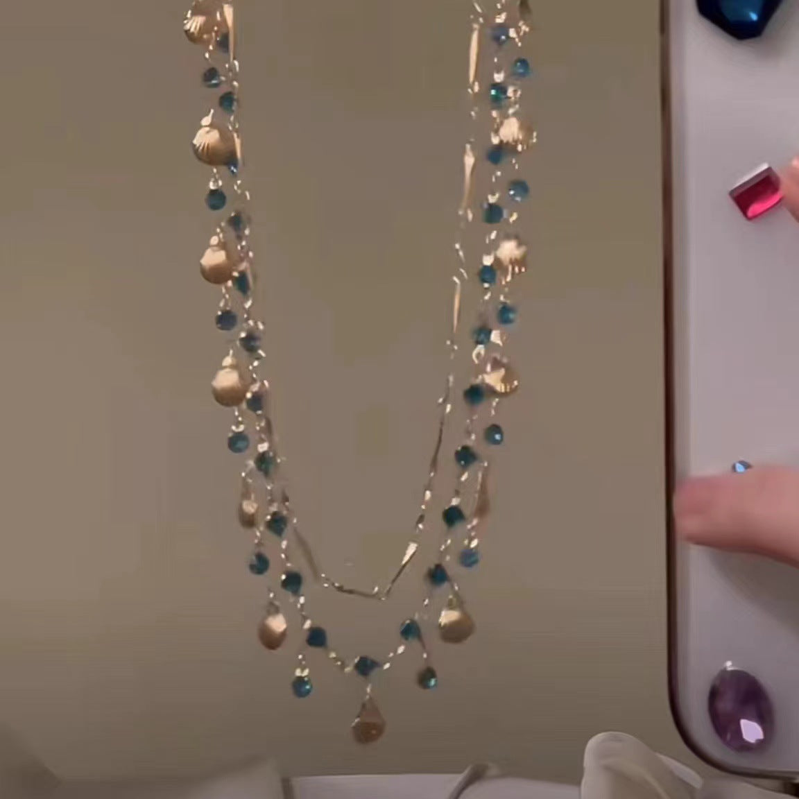 Wholesale Strawberry bubble summer dopamine bow red heart sweet colorful beaded necklace