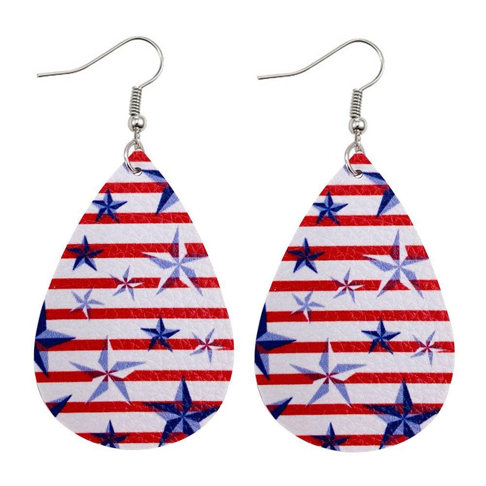 Wholesale National Flag Five-Pointed Star Independence Day Acrylic Earrings