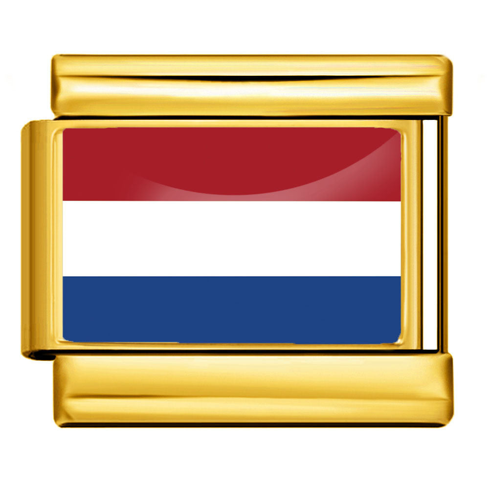 Wholesale 5pcs Italian Charm Bracelet 9mm DIY Splicing Gold Base World Flag Stainless Steel Composable Bracelet