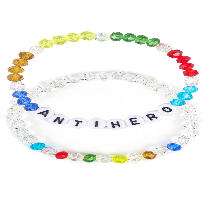 Wholesale  Colorful Cut Corner Beads  Elastic Rope Bracelet Set