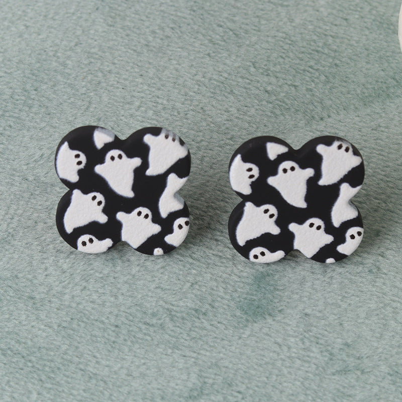 Wholesale   Ghost Bat Geometric Flowers Acrylic Earrings