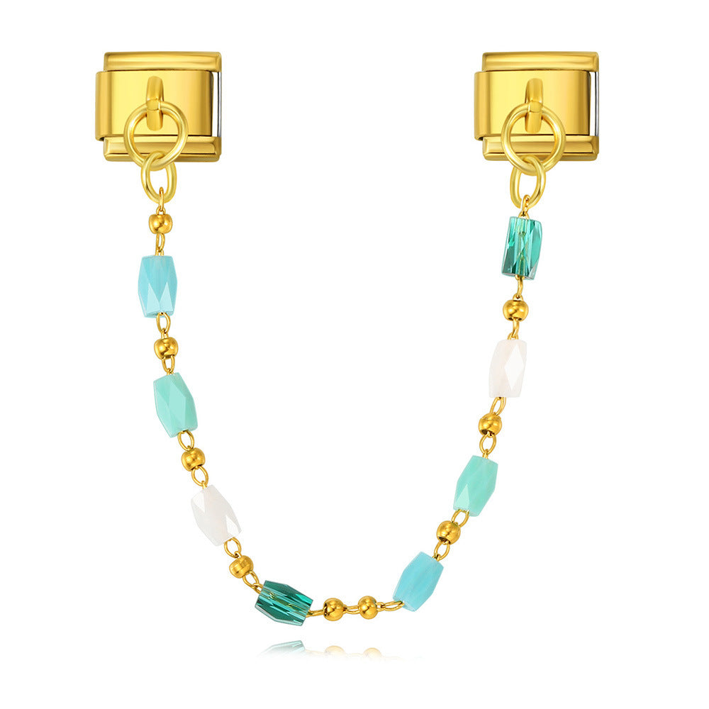 Wholesale Italian Charm Bracelet 9mm DIY Splicing Double Hanging Pendant Stainless Steel Composable Bracelet