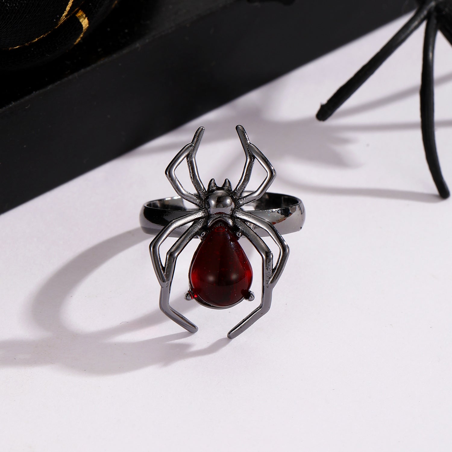 Wholesale   Rhinestone Adjustable Open Ring,  Copper,  Gun Black - Fashion Jewelry Accessory