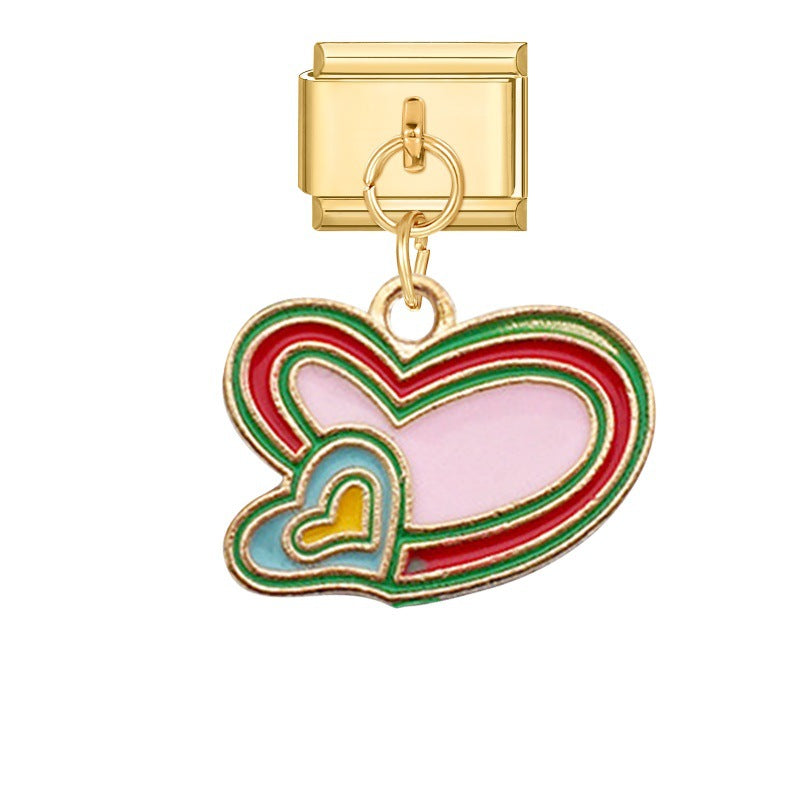 Wholesale Italian modular heart flower DIY bracelet pendant accessories