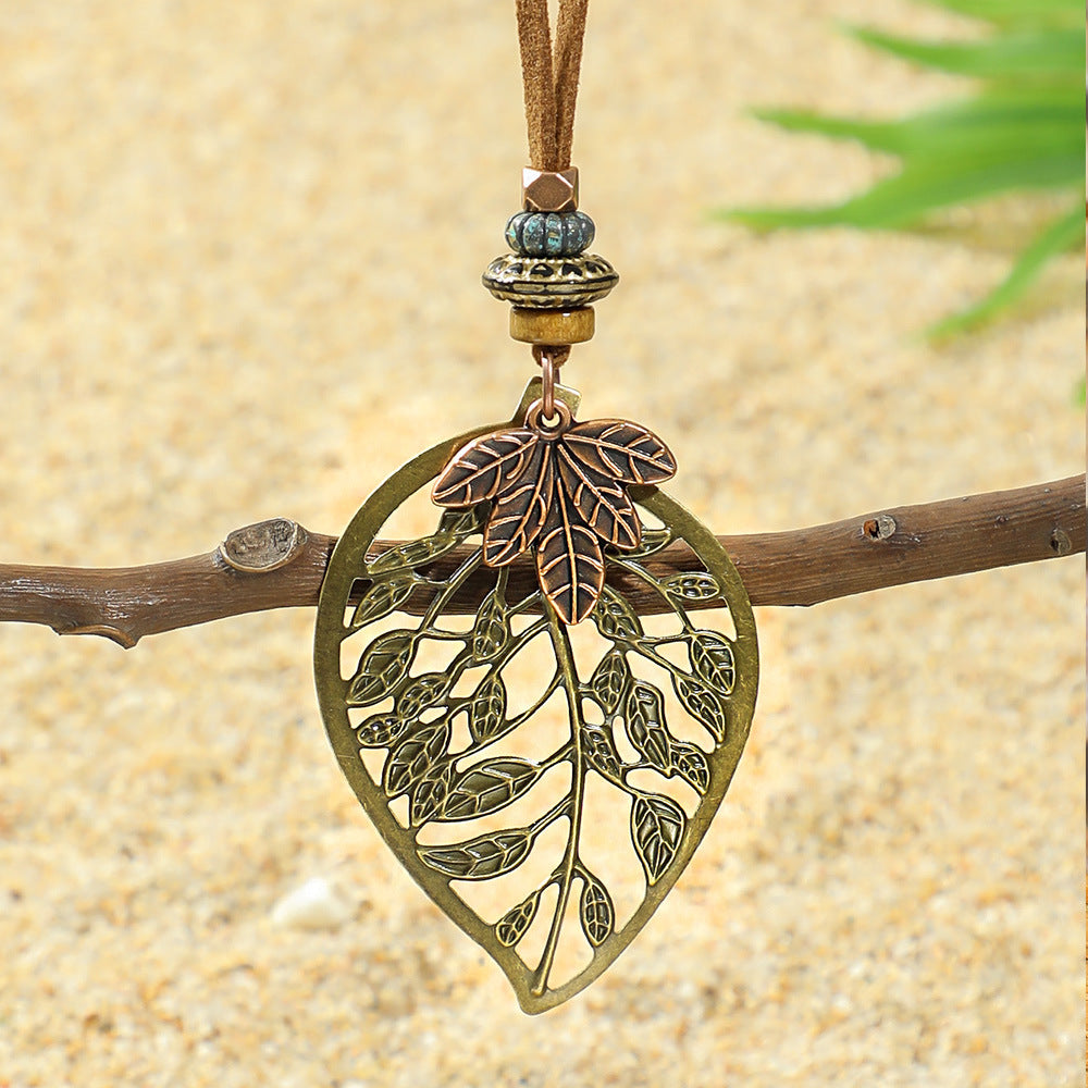 Wholesale Retro Ethnic Style Hollow Leaf Butterfly Dragonfly Necklace Zinc Alloy Fashion Jewelry Accessory