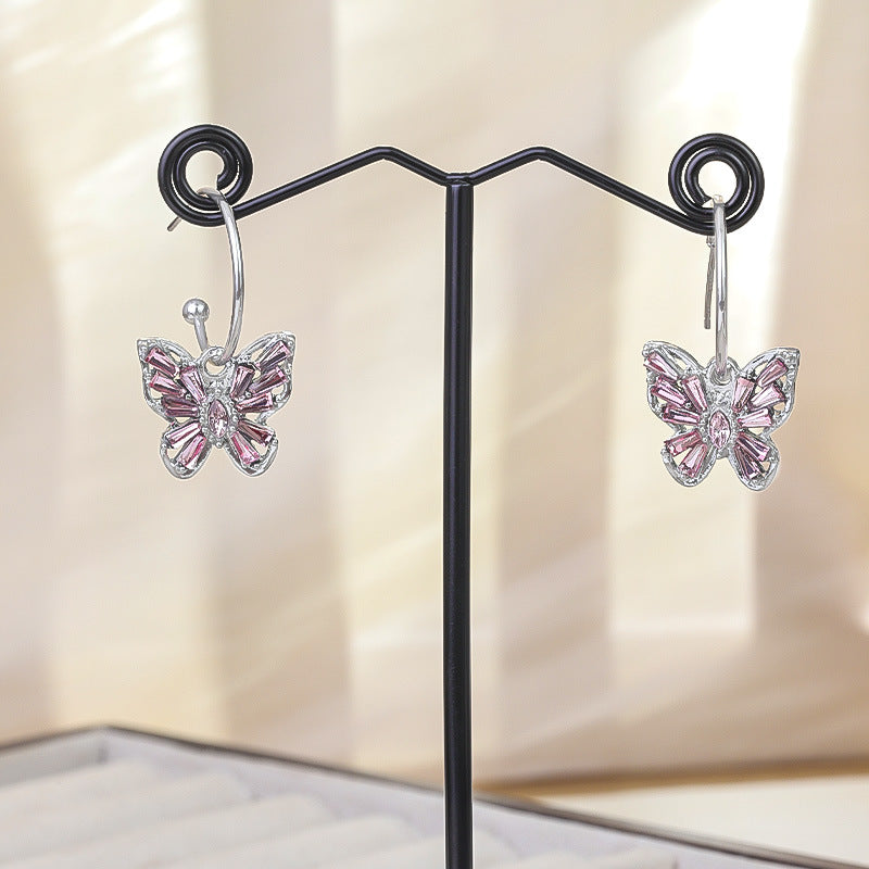 Wholesale Light Luxury Diamond Hollow Butterfly Earrings ACC-ES-RuLong013
