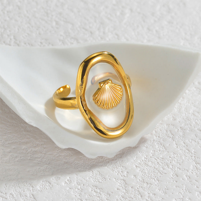 Wholesale  Stainless Steel 18K Gold Geometric Oval Ring