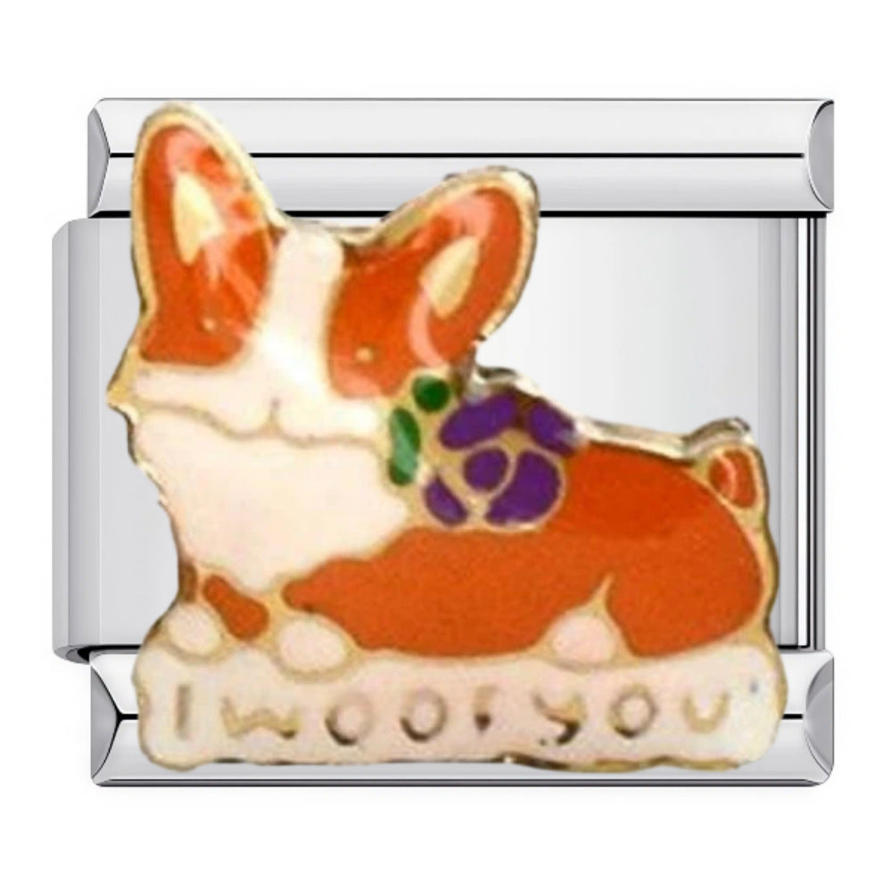 Wholesale Dog Pattern Italian Charms Bracelet Original Design Titanium Steel DIY Jewelry Accessory Gift