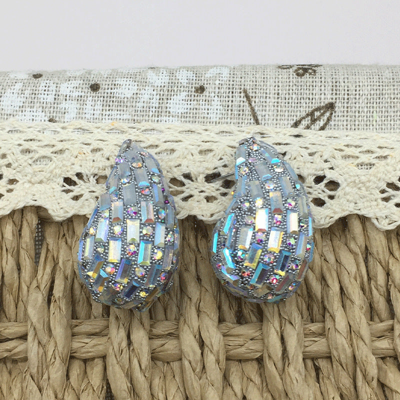 Wholesale Comma Colored Glass Full Diamond Light Luxury Earrings ACC-ES-KangD002