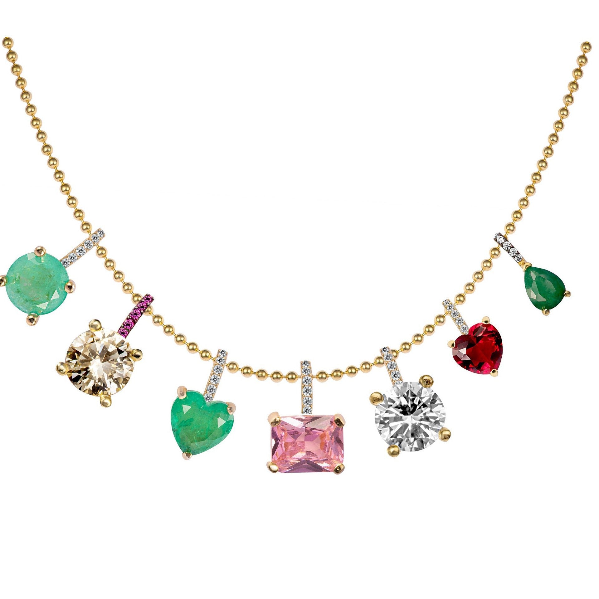 Wholesale  Zircon Necklace Emerald Zircon Bead Chain chocker Short Necklace Light Luxury Style Necklace