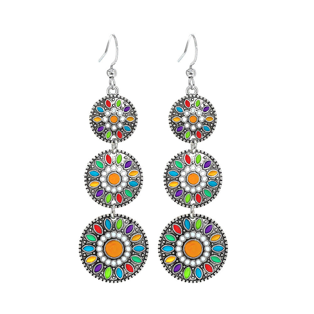 Wholesale Alloy Vintage Flower Earrings Set Bohemian Style Jewelry Accessory