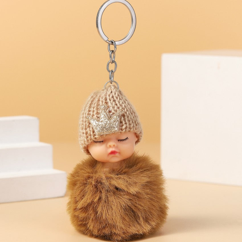 Wholesale Cute Crown Hat Plush Doll Keychains Pom Pom ACC-KC-RongR051