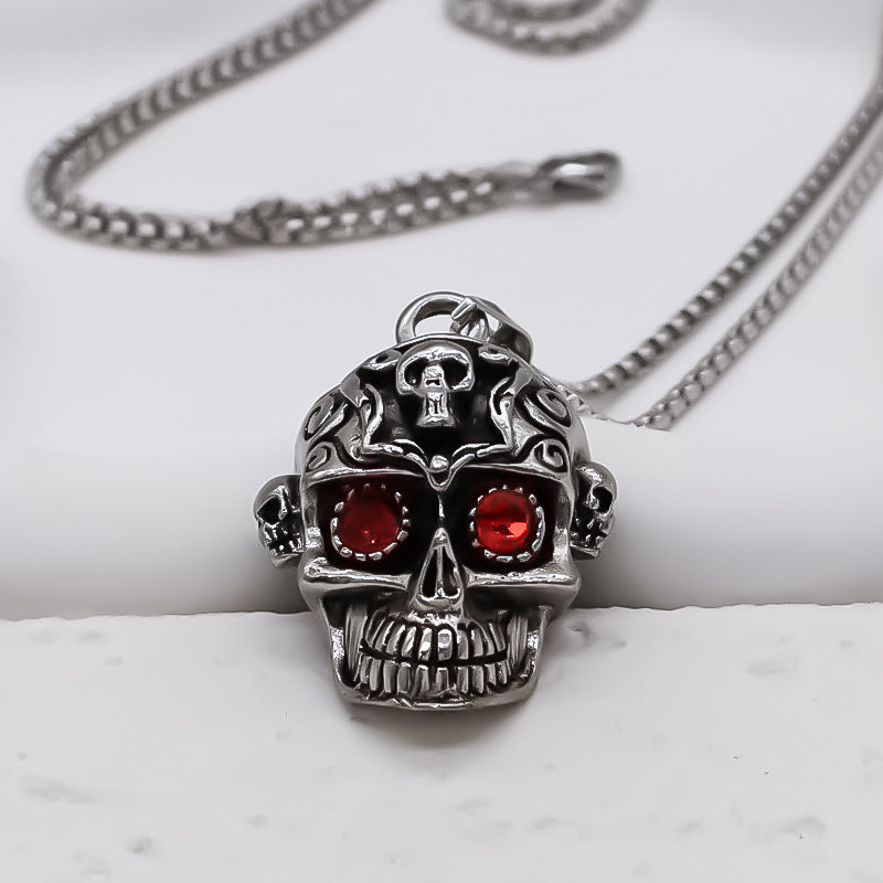 Wholesale  skull pendant high-grade carved inlaid gem accessories necklace