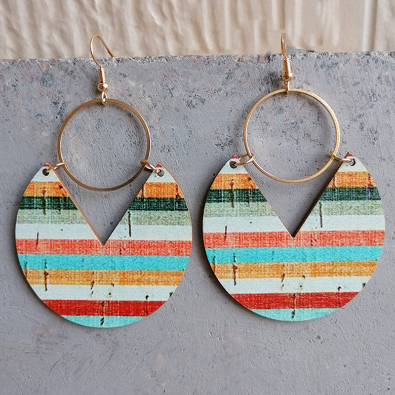 Wholesale  Blue Dye Printed Earrings Bohemian Earrings