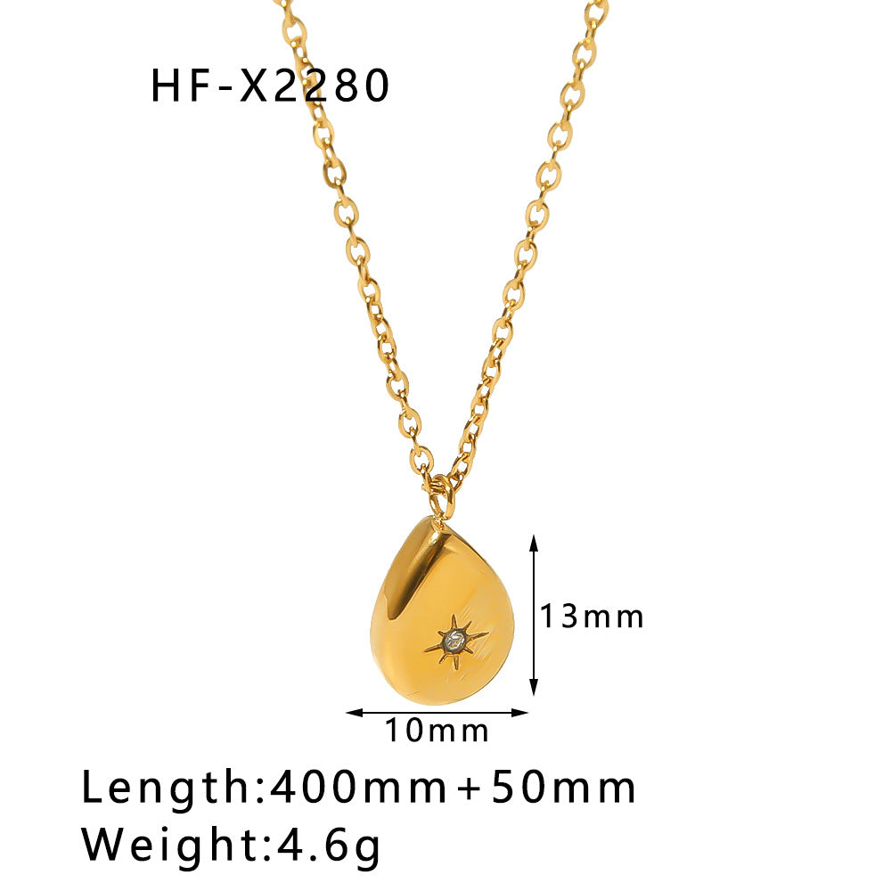 Wholesale Special Shaped Love Water Drop Pendant Zircon Lava Stainless Steel Necklace ACC-NE-Xiny004