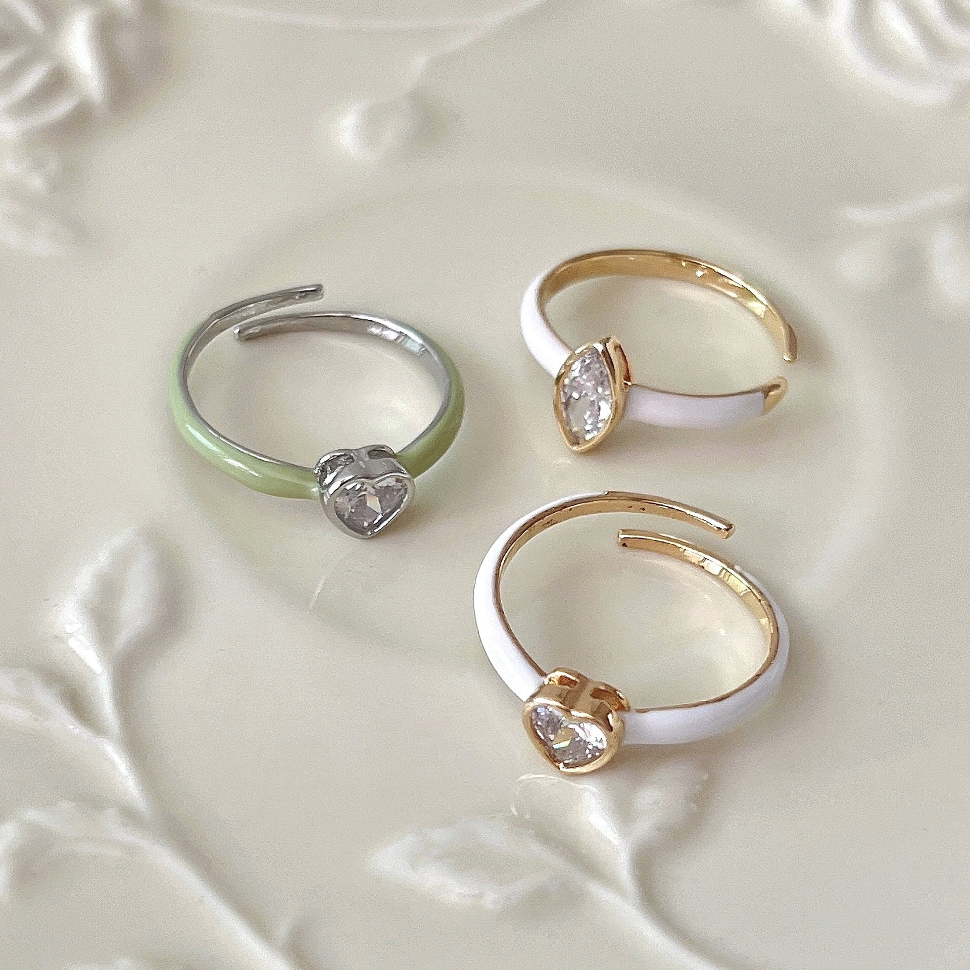 Wholesale flower ring love water drop open ring ACC-RS-Mengx001