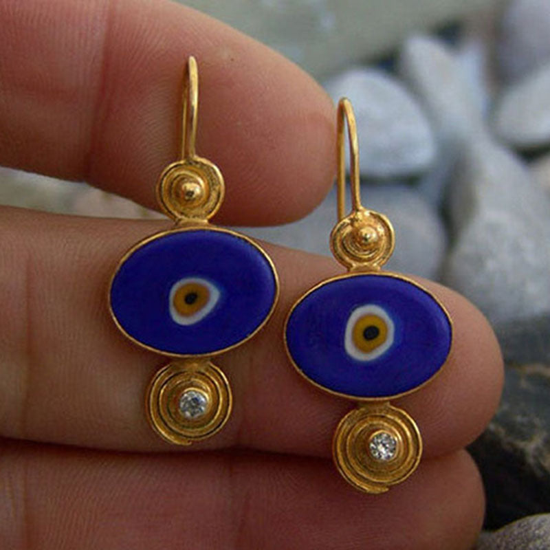 Wholesale Devil's Eye Earrings  Gold Spiral Diamond Earrings