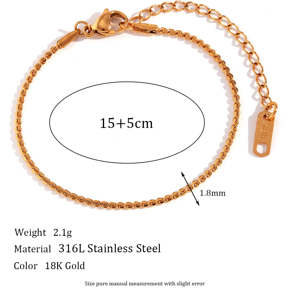 Wholesale Geometric Stainless Steel Chain Bracelet with Gold Plating,  Fashion Accessory for Women,  Boutique Resale Gift