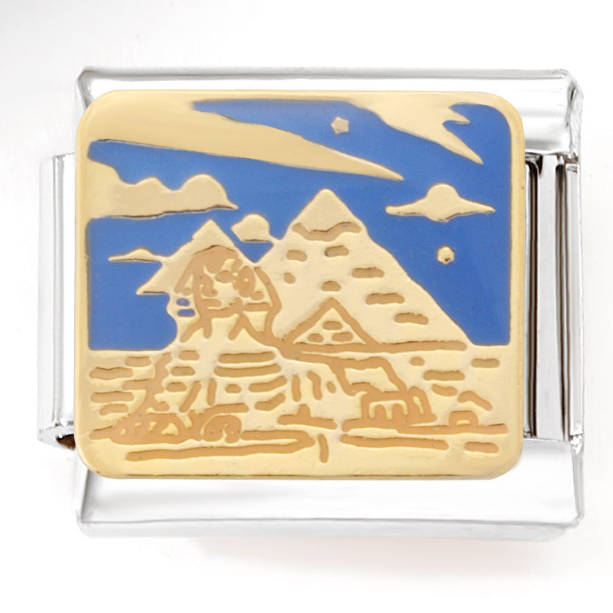 Wholesale Italian Charm Bracelet 9mm DIY Splicing Egyptian Desert Series Stainless Steel Composable Bracelet