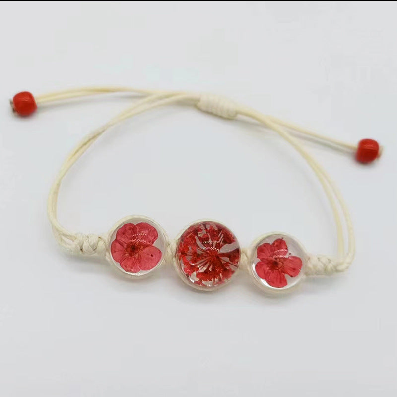 Wholesale Cherry Blossom Plum Blossoms Gypsophila Hand-woven Natural Real Flower Bracelet Rope ACC-BT-Youl007