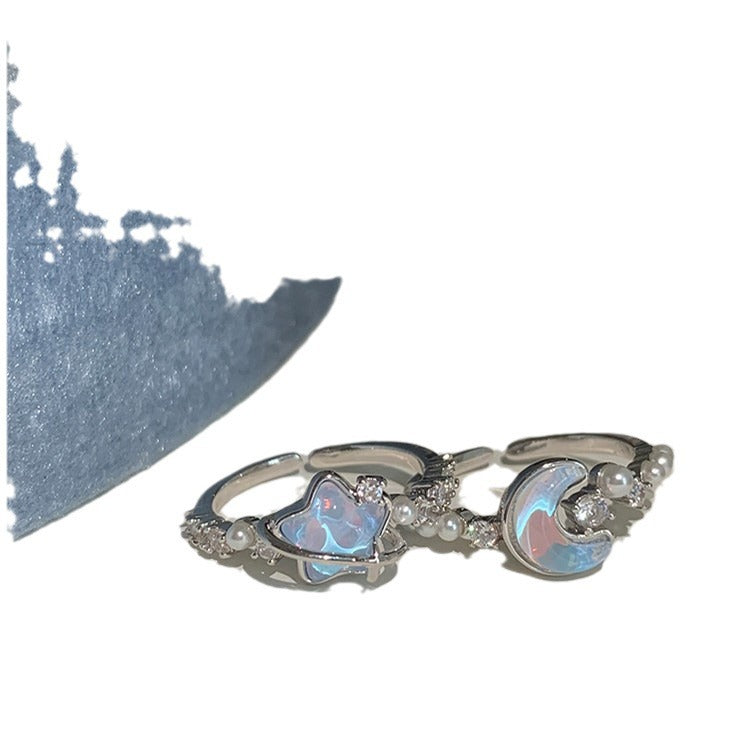 Wholesale Glacier Blue Star Moon Ring