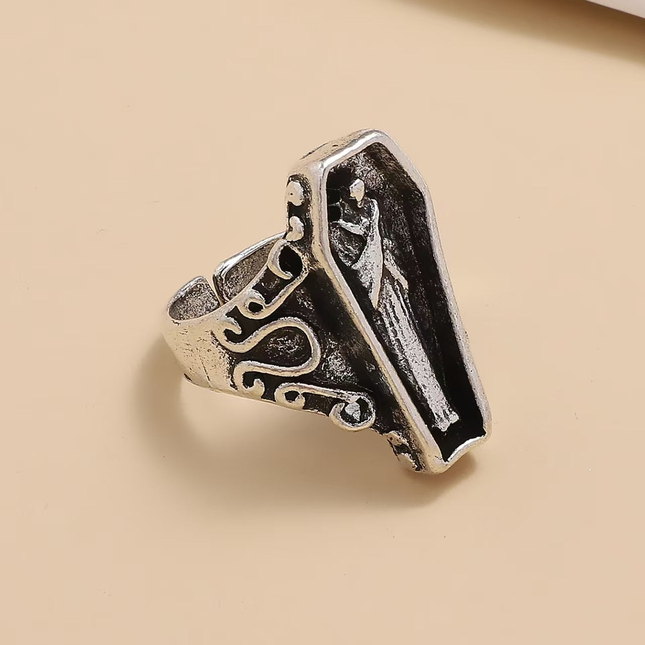 Wholesale Copper Gothic Skull Cross Open Ring - Trendy Unisex Jewelry Gift