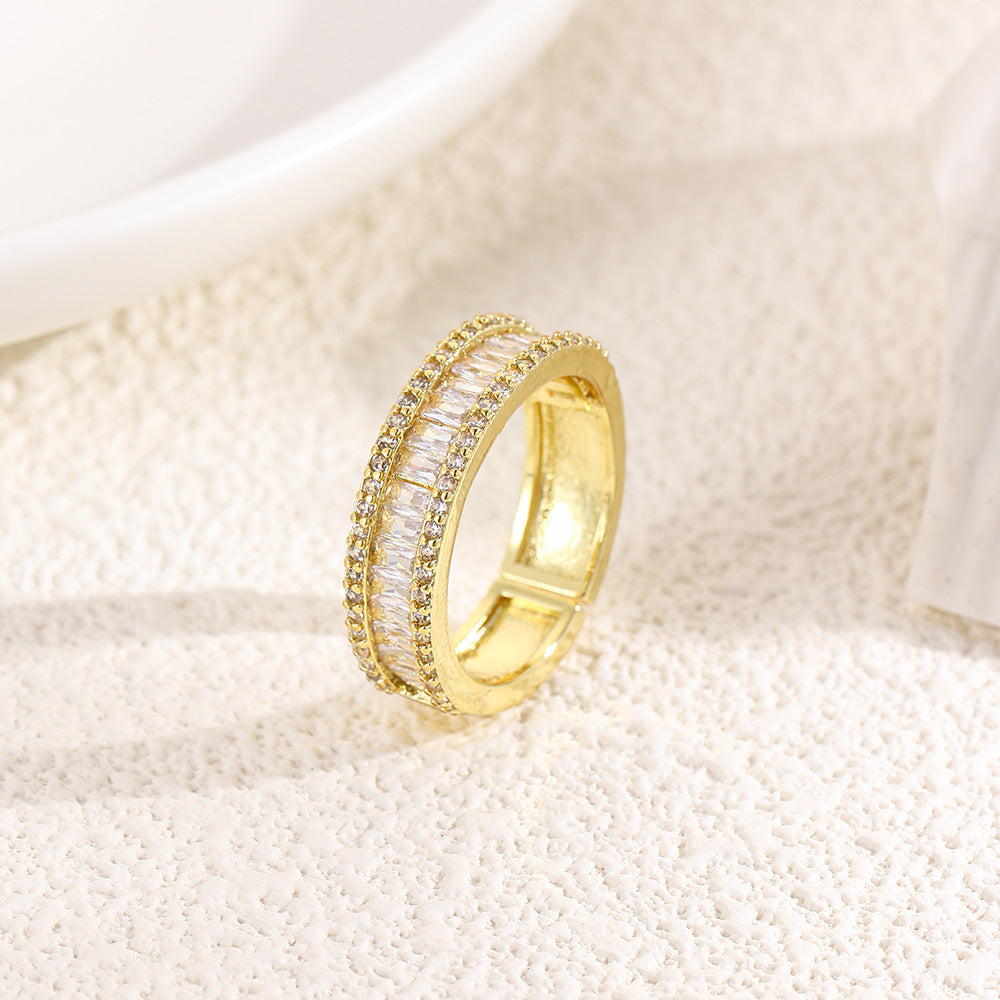 Wholesale Stepped zircon electroplated ring