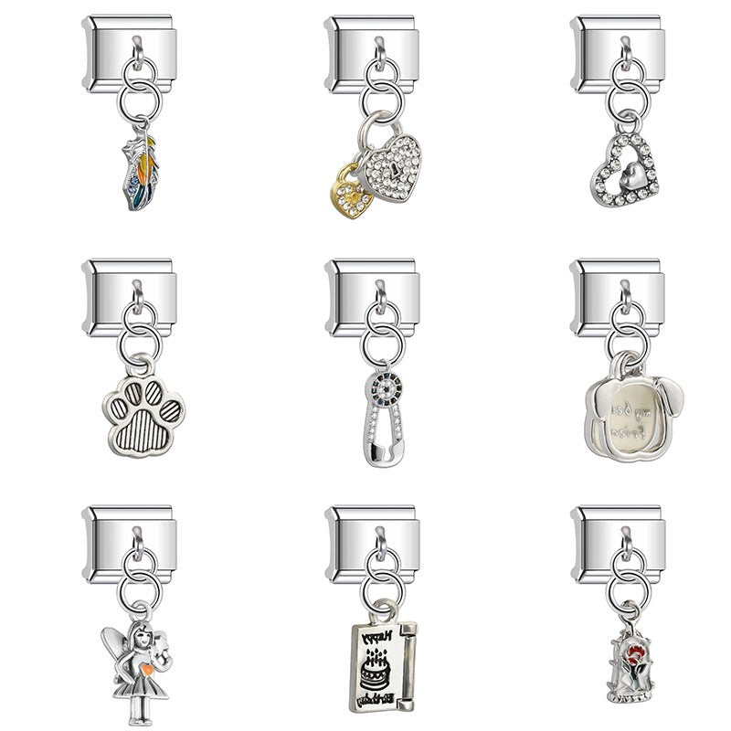 Wholesale Italian Charm Bracelet 9mm DIY Splicing Cute Creative Pendant Stainless Steel Composable Bracelet