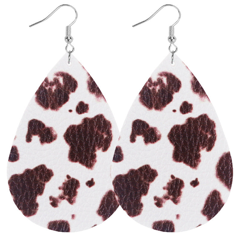Wholesale Holiday Style Cow Stripe Leopard Leather Earrings ACC-ES-WeiAn007