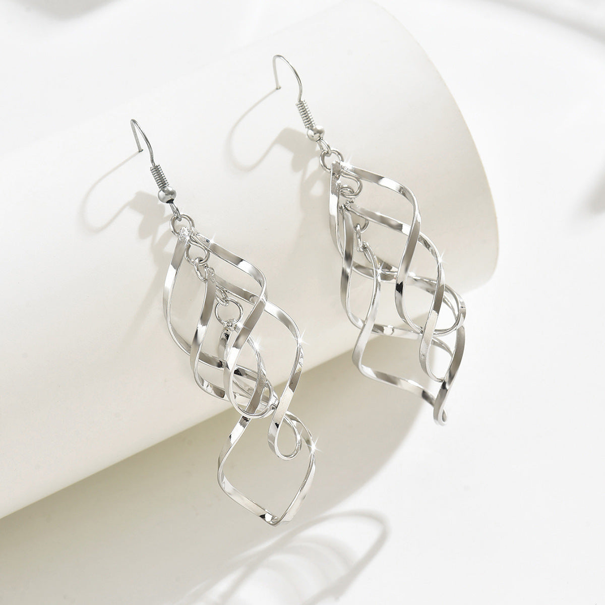 Wholesale  Geometric Cut Out Earrings  Twisted Ear Hook Earrings