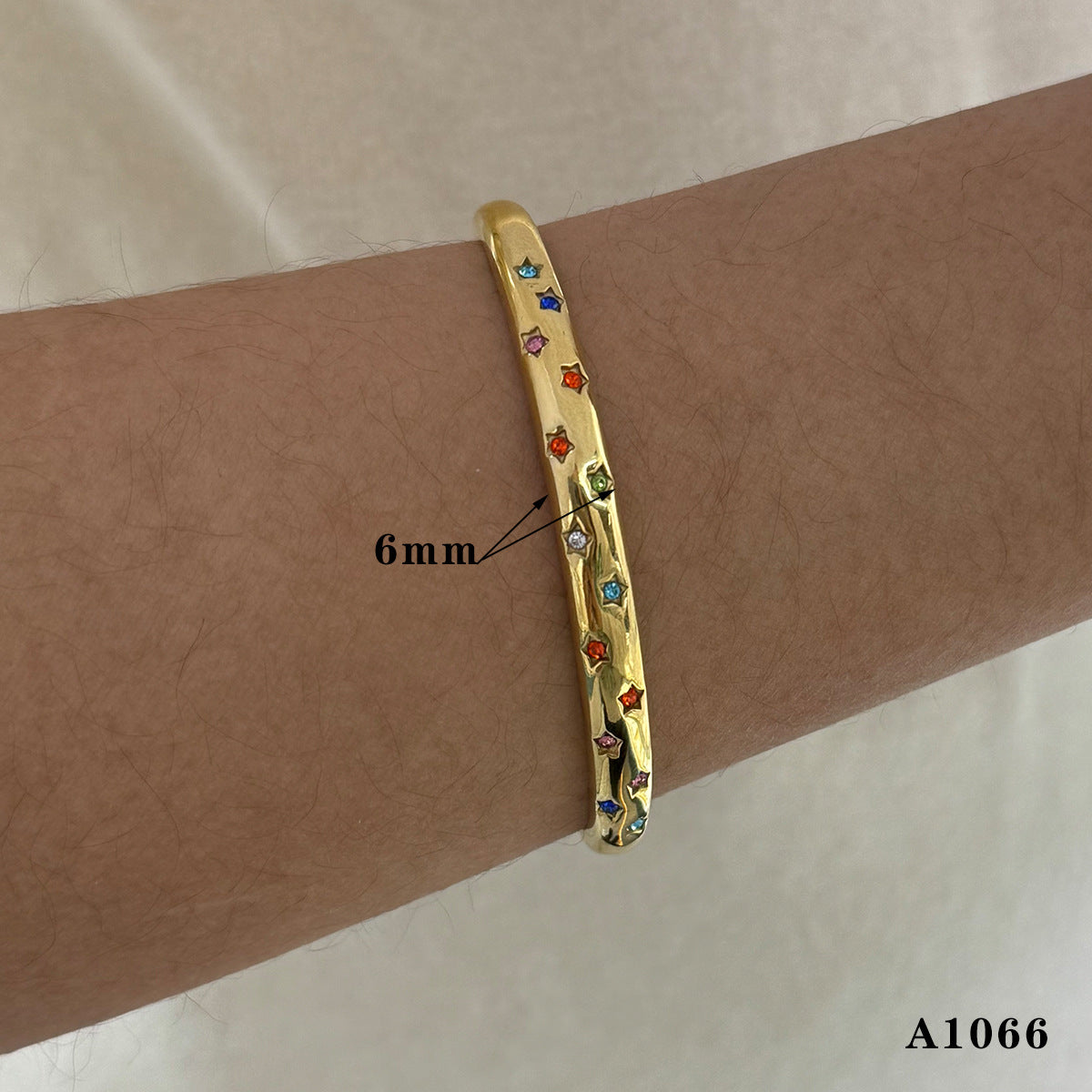 Wholesale Stainless steel colored diamond five-pointed star love pull bracelet