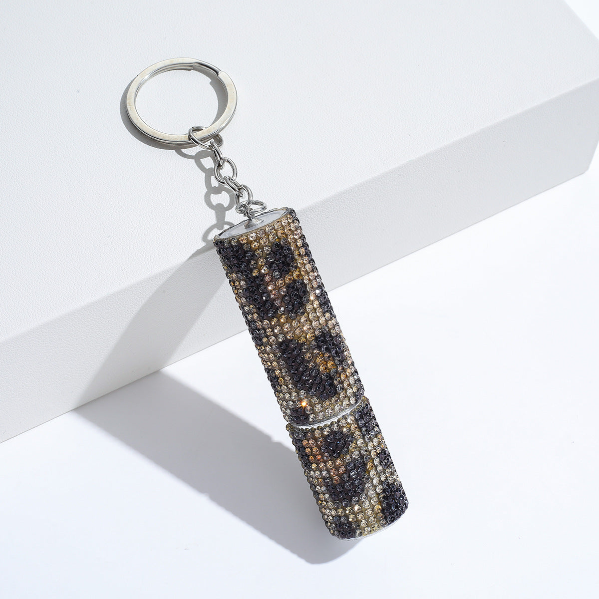 Wholesale colorful leopard print rhinestone perfume bottle portable multifunctional alloy keychain ACC-KC-ZhiYa003