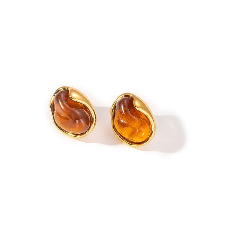 Wholesale Stainless Steel Amber Retro Earrings - Chic Fashion Accessory for Party or Boutique Resale