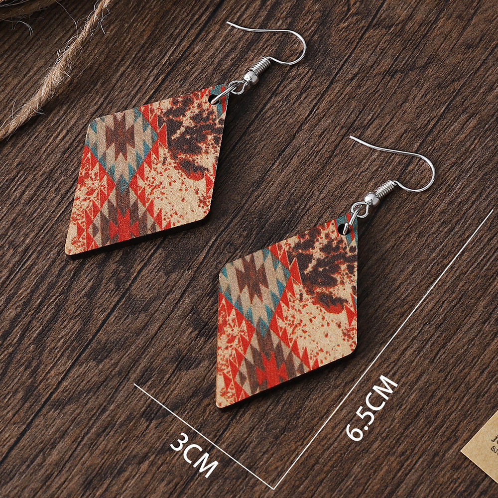 Wholesale Aztec Diamond Wood Earrings ACC-ES-ChuLian085