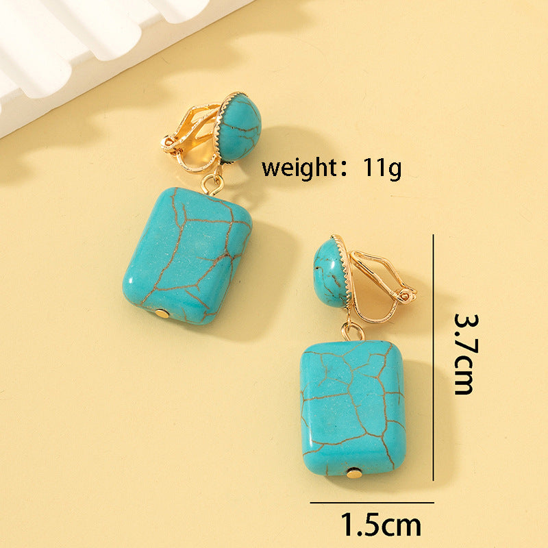 Wholesale Geometric Ethnic Style Turquoise Earrings Electroplated Party Wear Gift