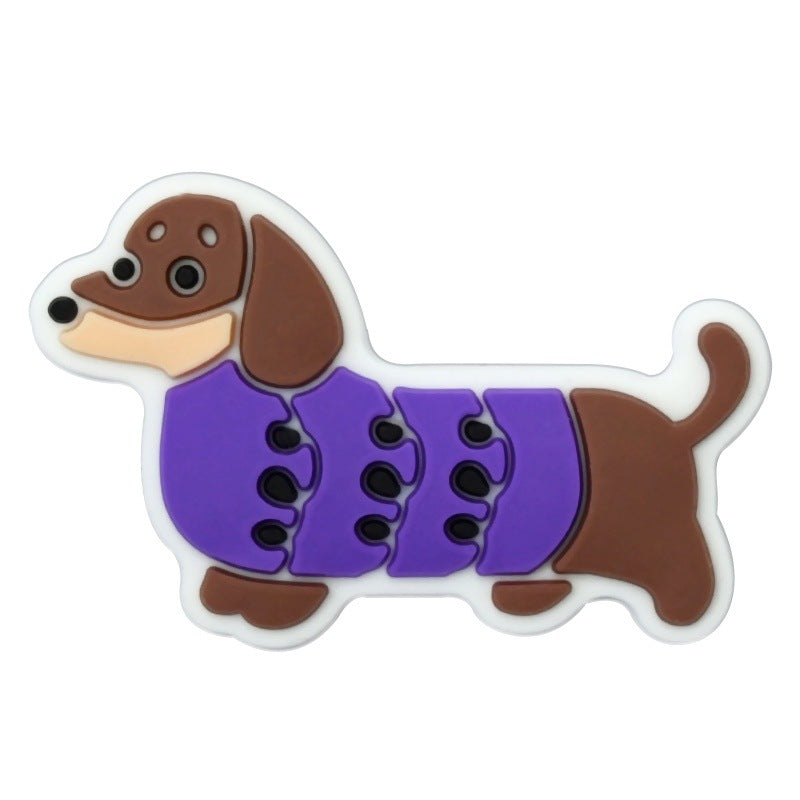 Wholesale   Random 100pcs Cartoon dachshund PVC Soft Rubber Shoe Buckle Decoration