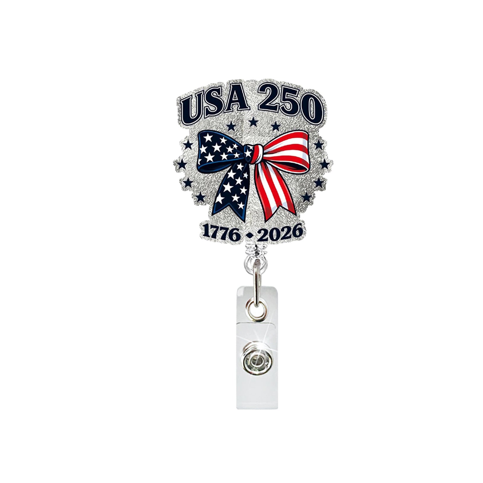 Wholesale ABS Retractable Badge Reel US 250th Anniversary Patriotic Theme Office ID Card Holder
