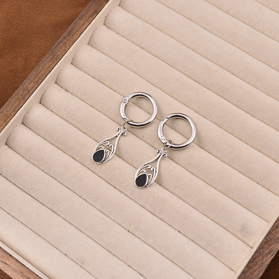 Wholesale Vintage Black Water Drop Gem Pendant Keychain Zinc Alloy DIY Bag And Shoe Accessory For Resale