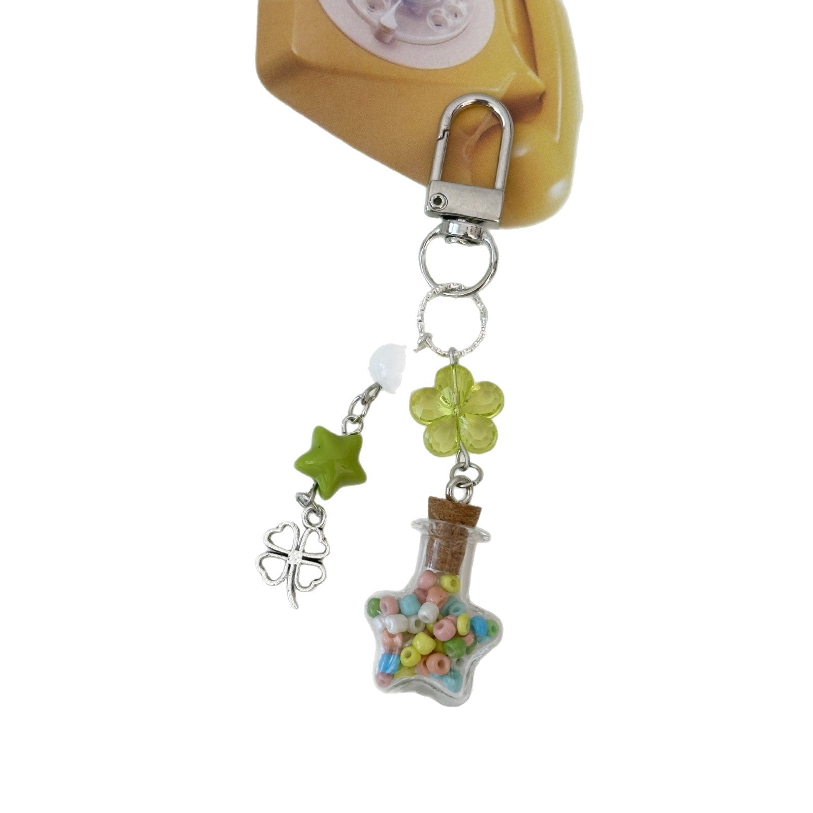 Wholesale Four-Leaf Clover  Star Wishing Bottle Mobile Phone Chain Keychains