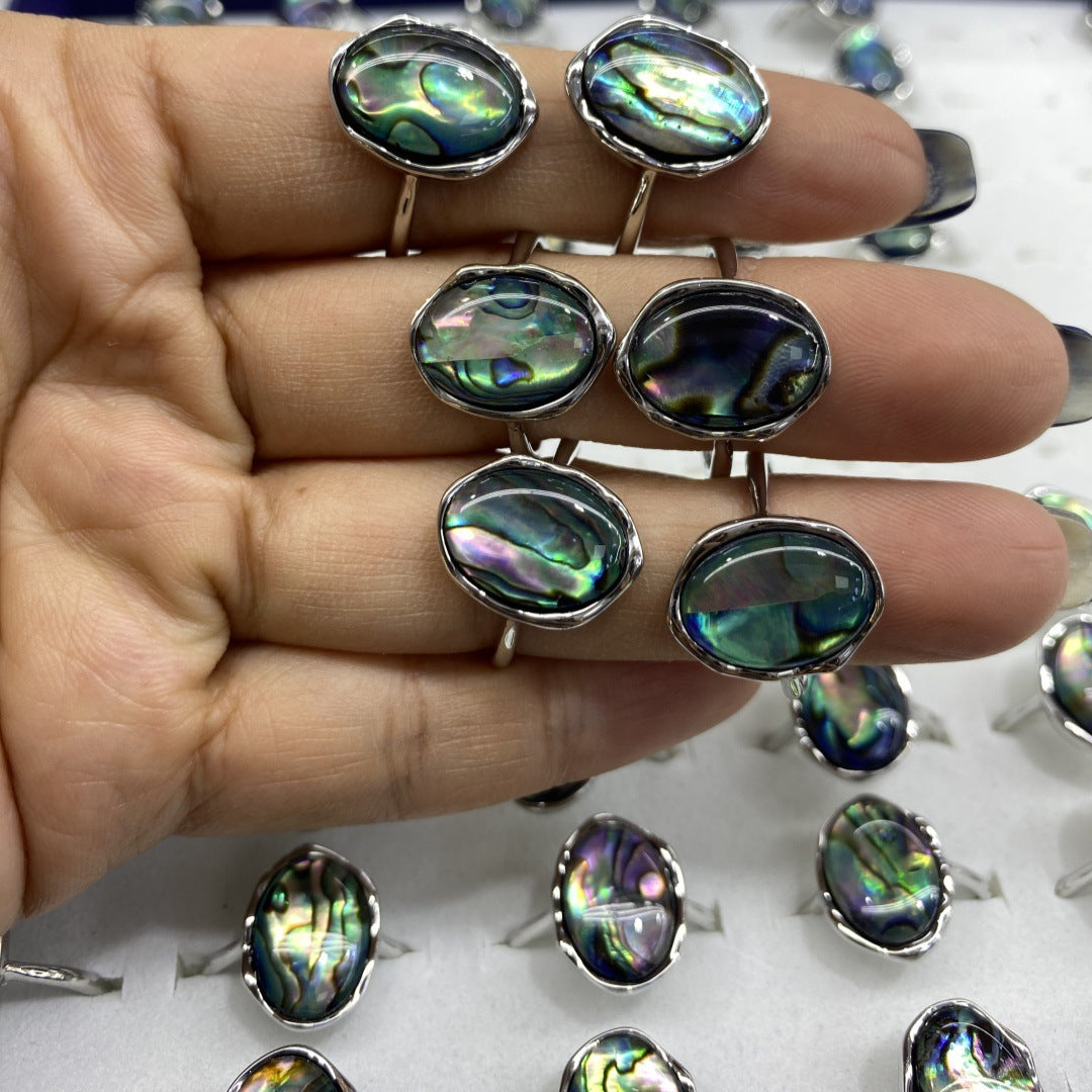 Wholesale Chic Abalone Shell Open Ring Adjustable Fashion Jewelry Accessory for Women Boutique Resale