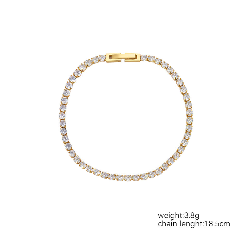 Wholesale Chic Gold Plated Stainless Steel Zircon Chain Necklace for Women Fashion Jewelry Gift