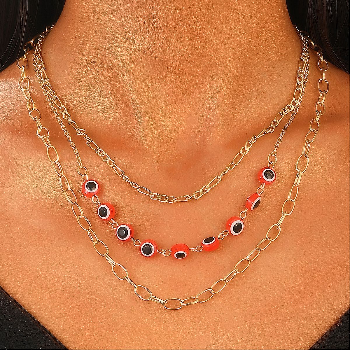 Wholesale Devil's Eye Necklace Creative Blue Eyes Diamond-encrusted Necklace