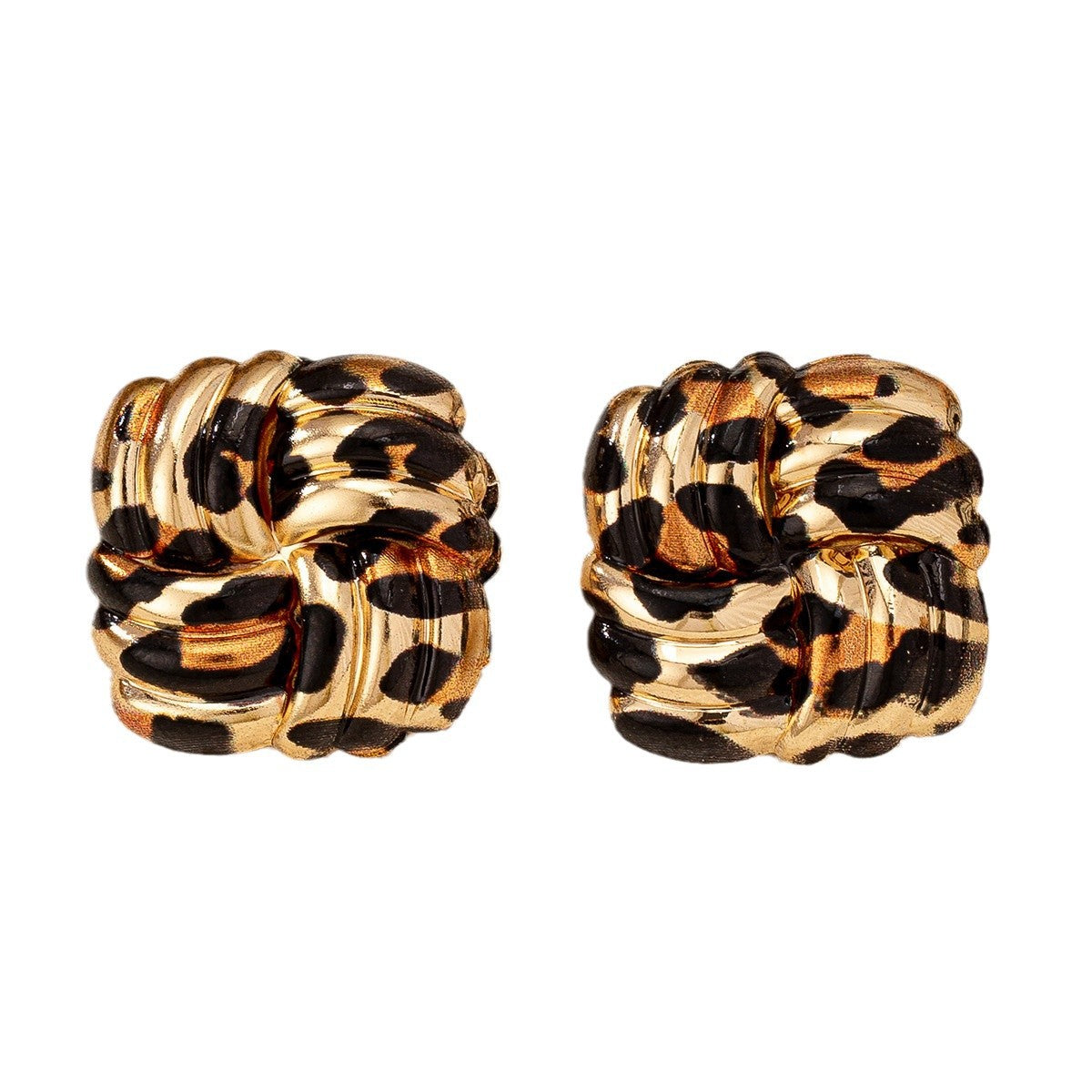 Wholesale Retro Geometric Leopard Print Square Earrings For Women Electroplated Alloy Jewelry Boutique Resale