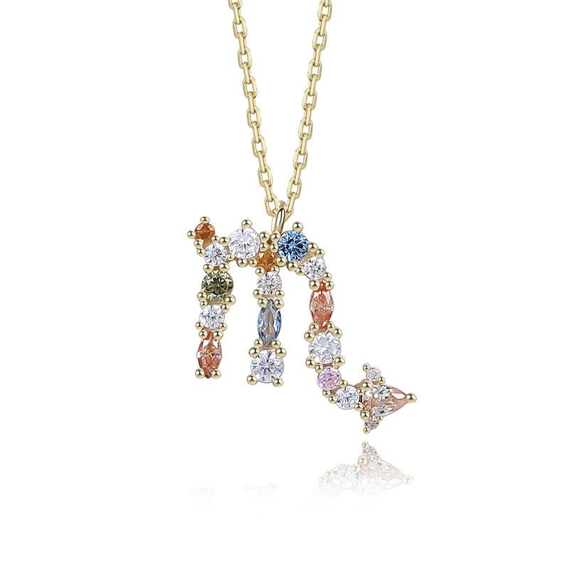 Wholesale 925 Sterling Silver Rainbow 12 Zodiac Necklace ACC-NE-YuanFan006