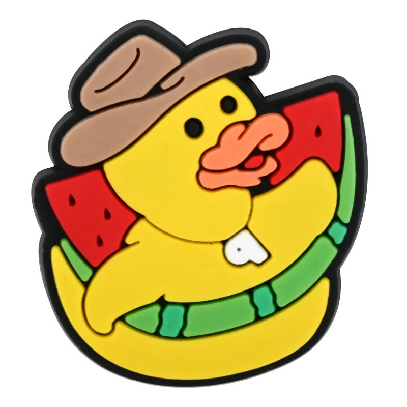 Wholesale Random 100pcs Cute Little Yellow Duck  PVC Soft Rubber Shoe Buckle Decoration