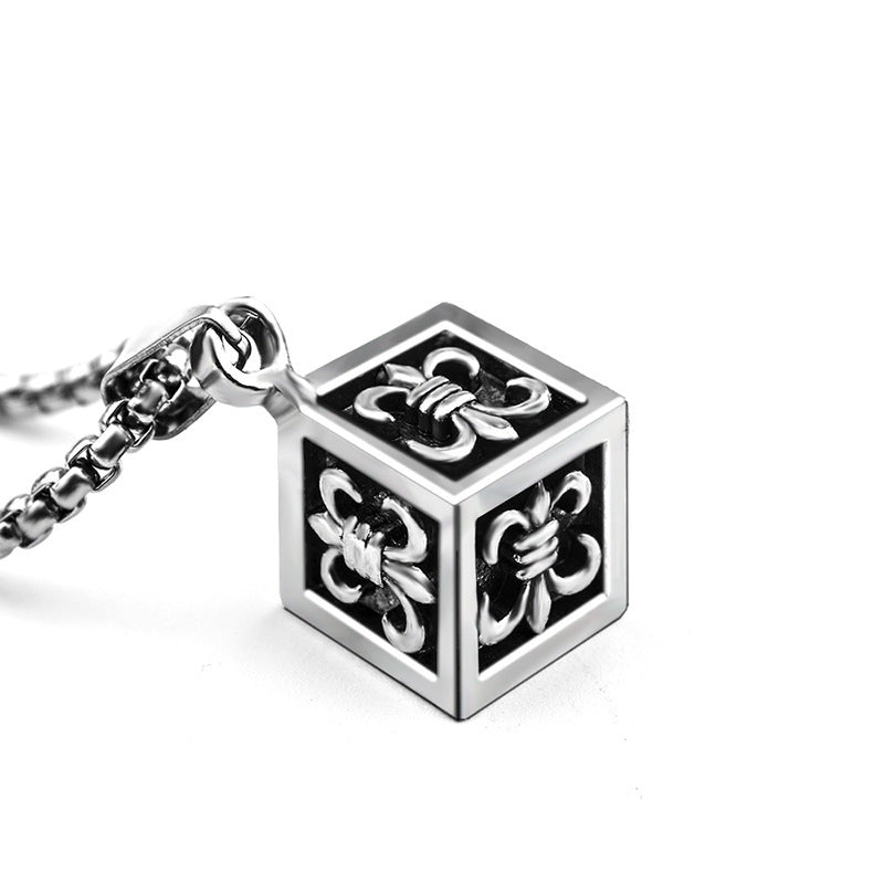 Wholesale personality hip-hop stainless steel necklace men's retro box pendant jewelry