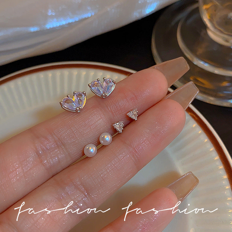 Wholesale Love Ear Nail Raising Flash Zircon  Earrings