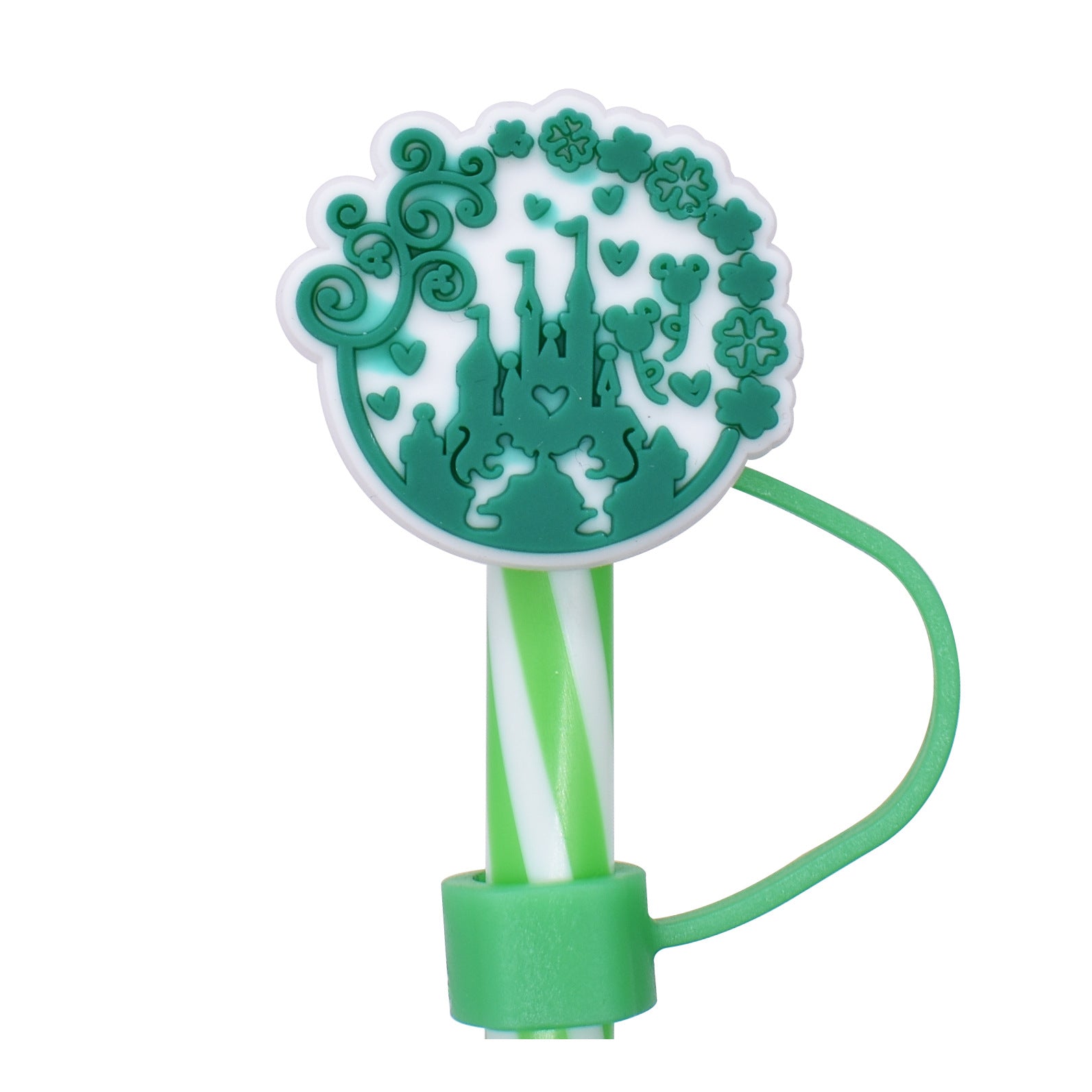 Wholesale Random 100pcs 10mm  PVC St. Patrick's Day Clover Straw Tube Cap