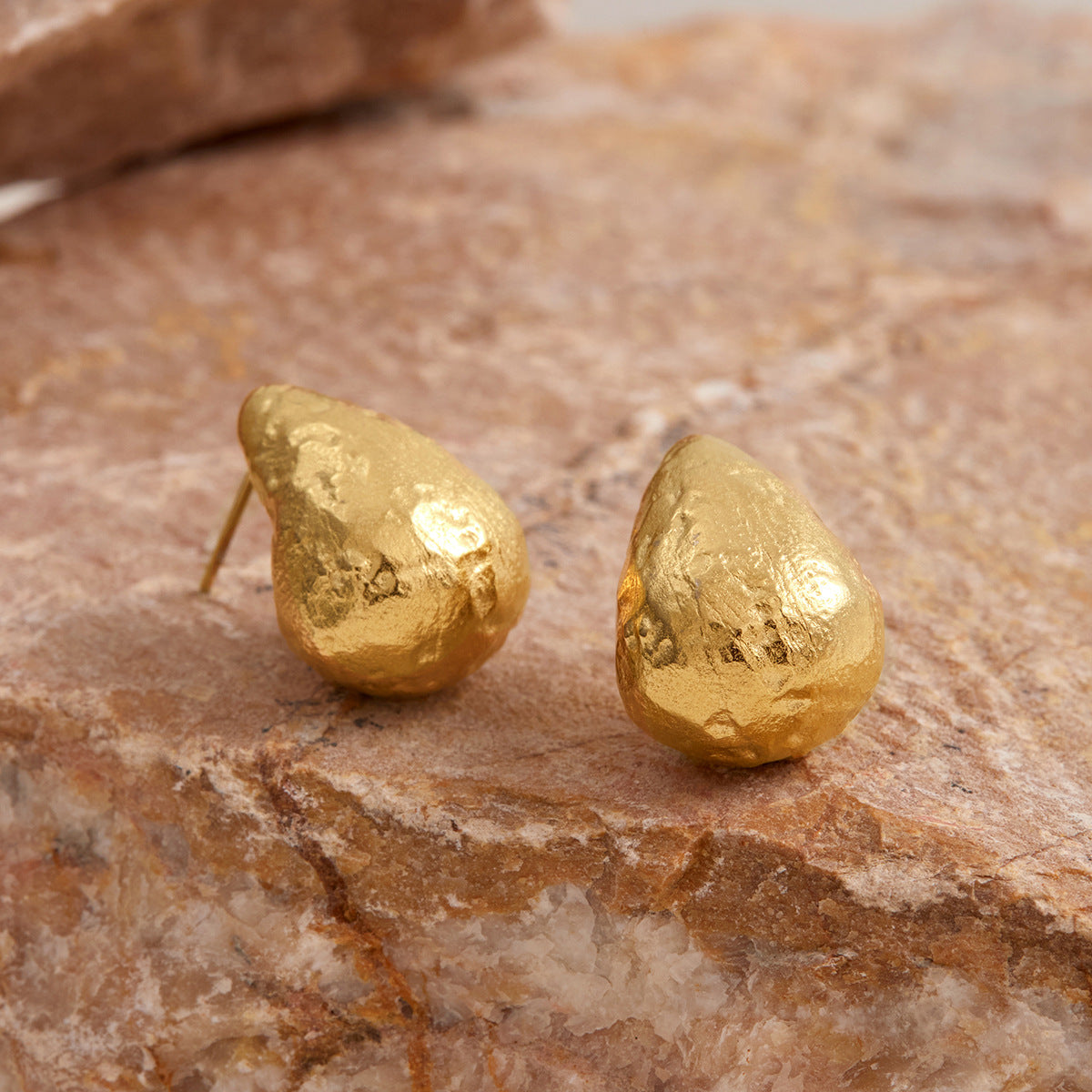 Wholesale 14K Gold Stainless Steel Gravel Texture Earrings