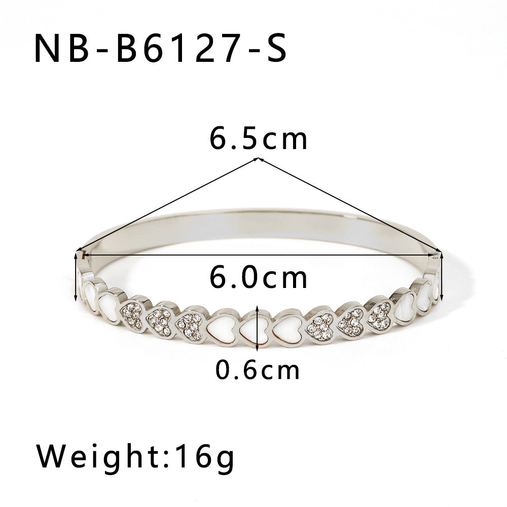 Wholesale Stainless Steel Inlaid Zircon White Shell Full Diamond 18K Gold Color Bracelet ACC-BT-XinY026